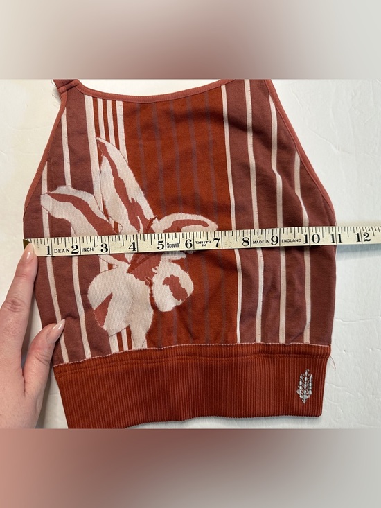Free People Movement Striped Floral Knit Halter Top in Rust and Cream - Picture 8 of 8